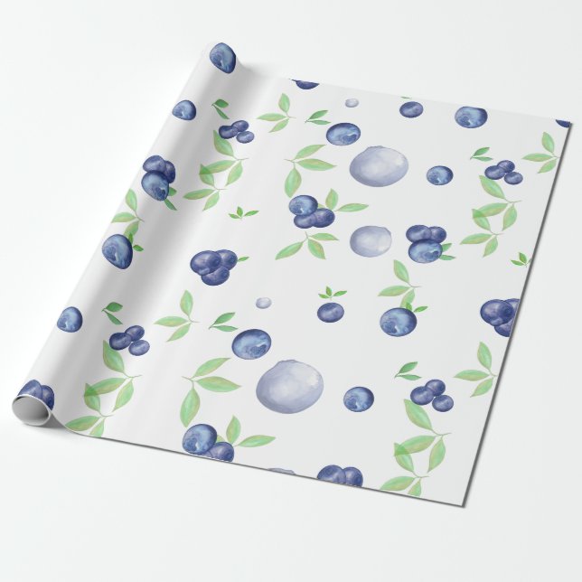 Papier Cadeau Aquarelle Blueberry (Déroulé)