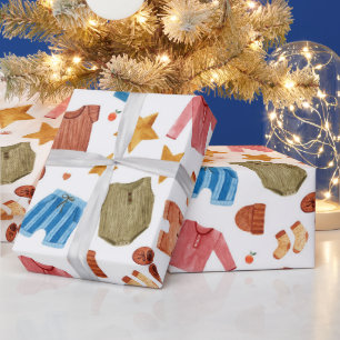 Papier Cadeau Aquarelle Boho Nouveau-né Baby shower de vêtemen