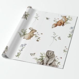 Papier Cadeau Aquarelle Bois Papier d'enveloppement animal