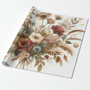 Papier Cadeau Aquarelle botanique Élégante florales d'automne
