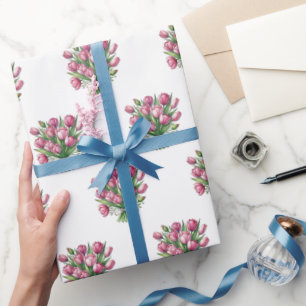 Papier Cadeau Aquarelle Bouquet de tulipe motif floral
