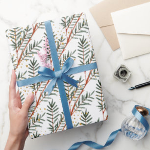 Papier Cadeau Aquarelle Branches de l'épinette et de l'or