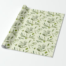 Aquarelle Branches d'olive verte