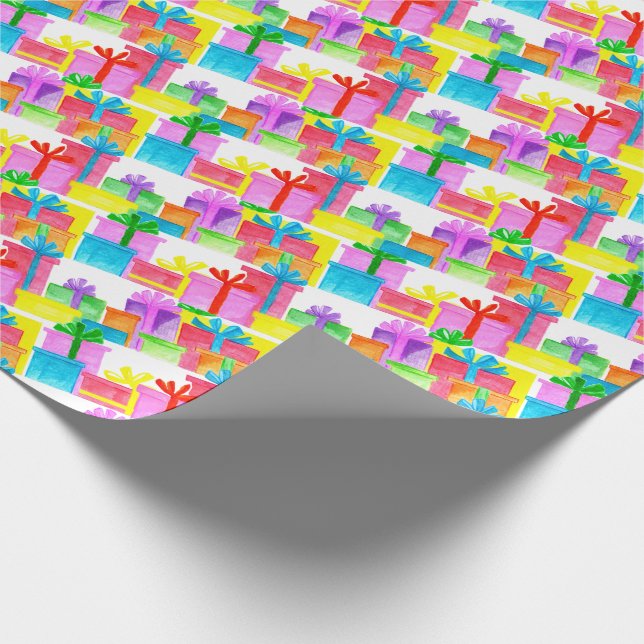 Papier Cadeau Aquarelle cadeaux de Noël (Coin)