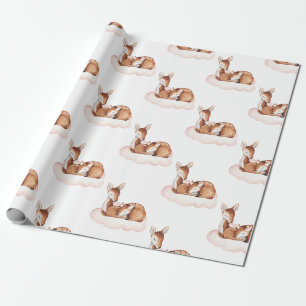 Papier Cadeau Aquarelle Cerf Cloud rose
