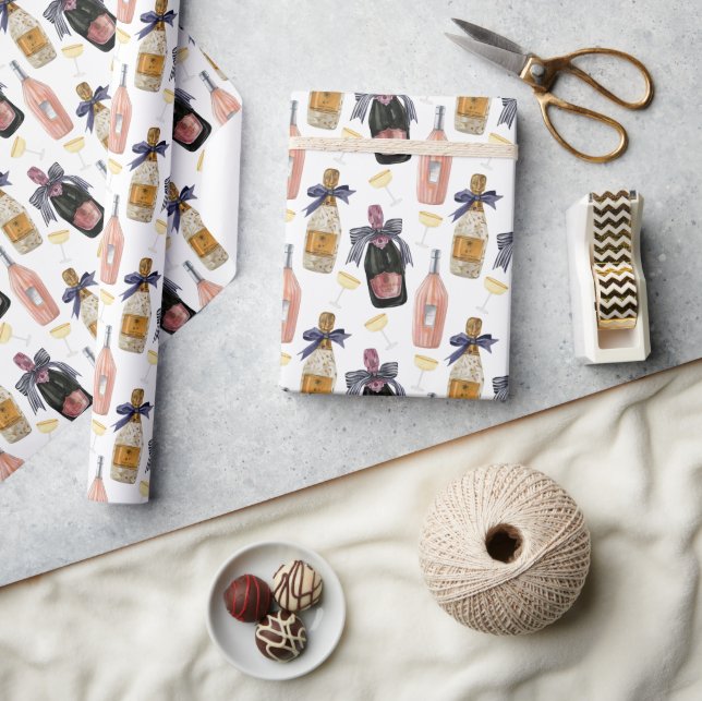 Papier Cadeau Aquarelle Champagne français (Artisanat)