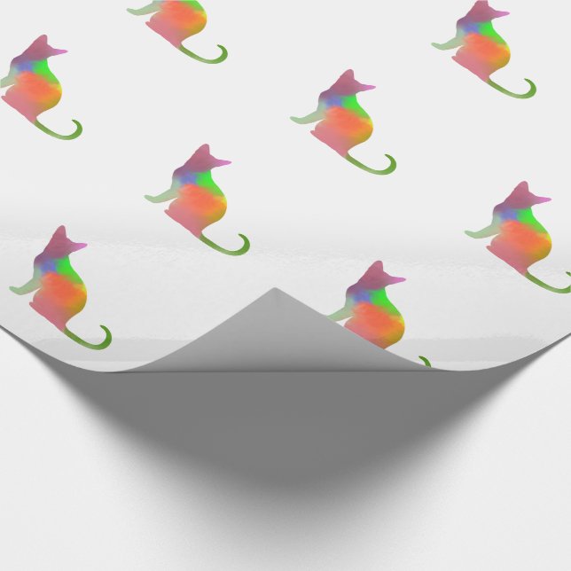 Papier Cadeau Aquarelle Chat Silhouette (Coin)