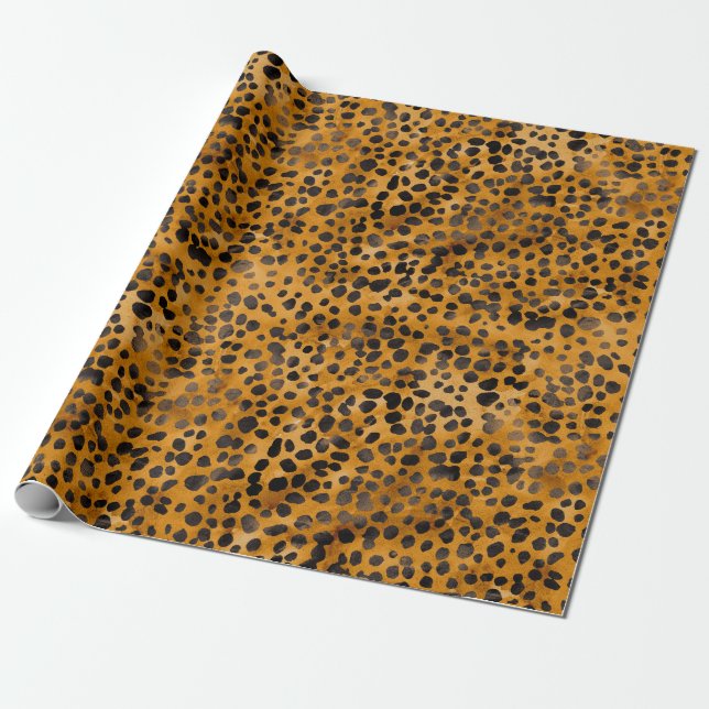 Papier Cadeau Aquarelle Cheetah Print (Déroulé)