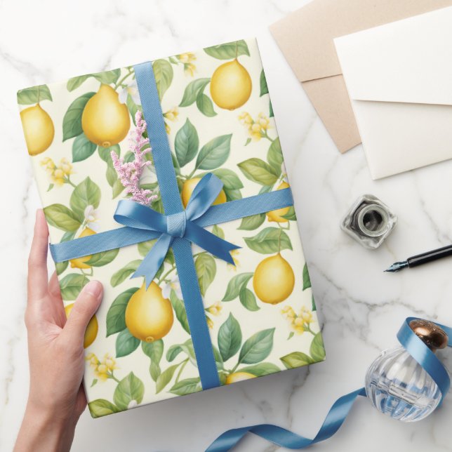 Papier Cadeau Aquarelle Citron d'Été (Cadeaux)