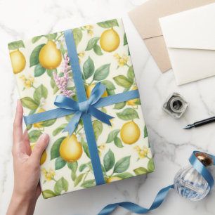 Papier Cadeau Aquarelle Citron Estival