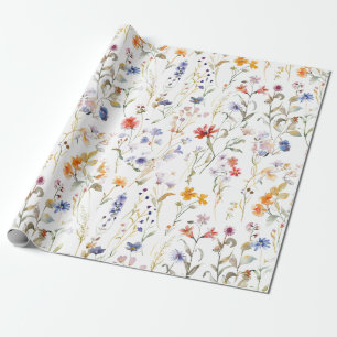 Papier Cadeau Aquarelle colorée fleur sauvage