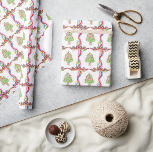 Papier Cadeau Aquarelle Colorée Noël Coloré Arbre à ruban coloré