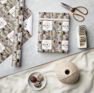 Papier Cadeau Aquarelle cookie de Noël multi photo rustique