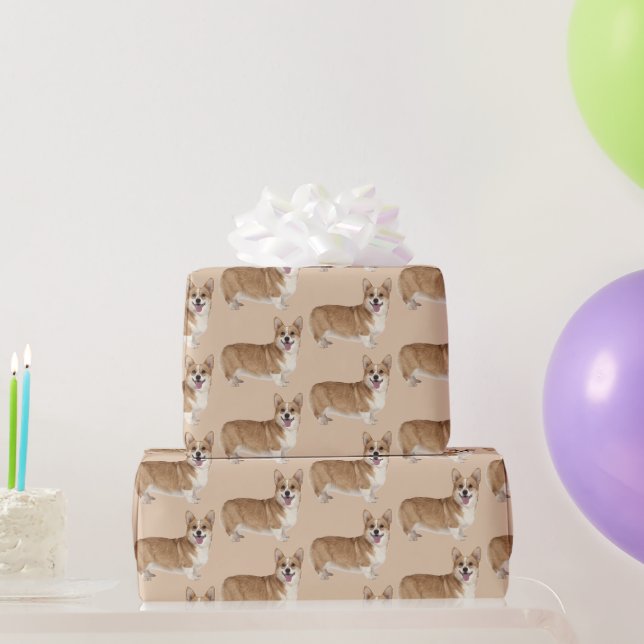 Papier Cadeau Aquarelle Corgi Chien Animaux Animaux Amusants Art (Cadeaux de fête)