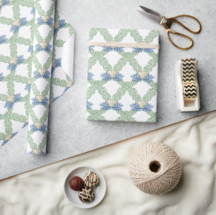 Papier Cadeau Aquarelle Côtière Mer Jardin de Noël