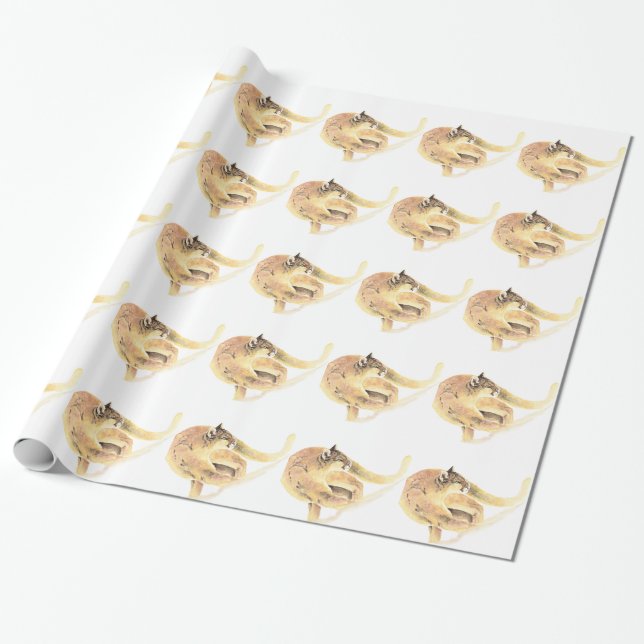 Papier Cadeau Aquarelle Cougar Puma Animal Nature Art (Déroulé)