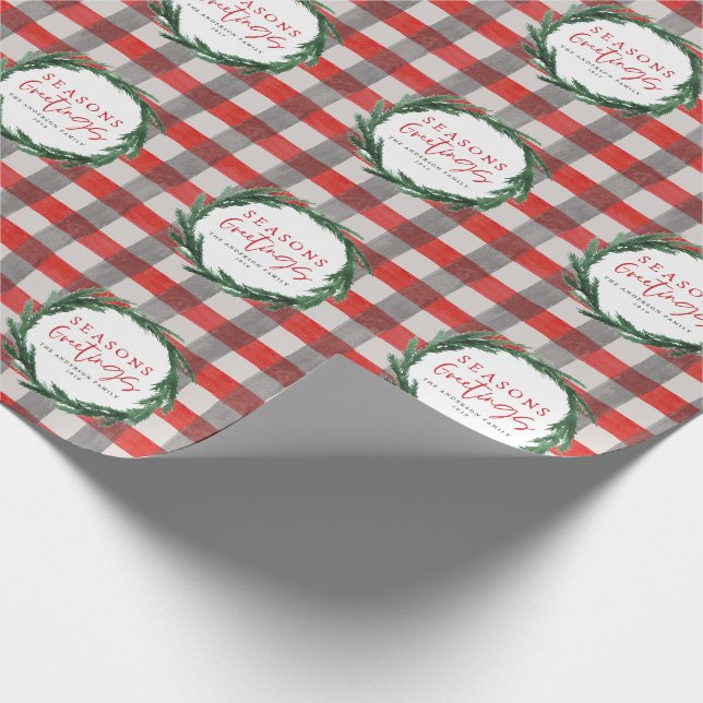 Papier Cadeau Aquarelle couronne et vérifier les vacances de Noë (Coin)