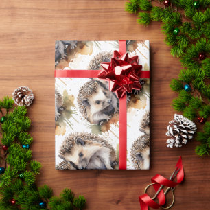 Papier Cadeau Aquarelle Cute Hérisson Animal Nature