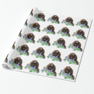 Papier Cadeau Aquarelle Cute Marmot Animal Nature Art