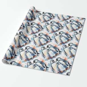 Papier Cadeau Aquarelle Cute Pingouin Animaux Nature