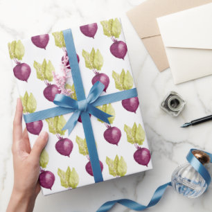 Papier Cadeau Aquarelle de betterave mignonne violet Vegan