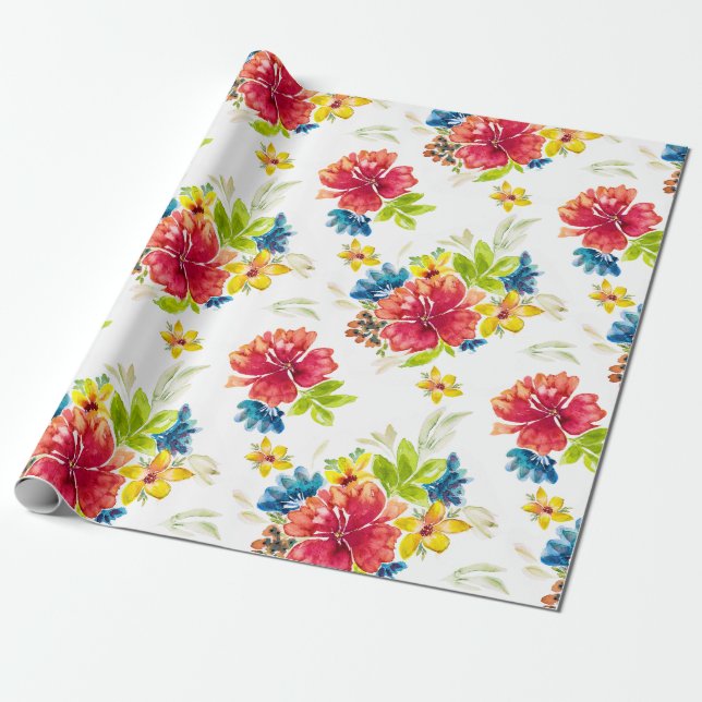 Papier Cadeau Aquarelle de couleur éclatée Papier d'enveloppemen (Déroulé)