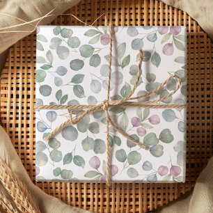 Papier Cadeau Aquarelle de feuillage d'eucalyptus vert sauge