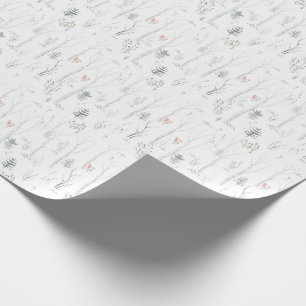 Papier Cadeau Aquarelle de forêt de Woodland Scandinave