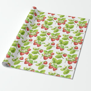 Papier Cadeau Aquarelle de fraise rouge