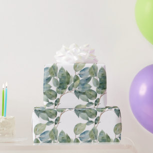 Papier Cadeau Aquarelle de l'eucalyptus délicat vert feuille dou