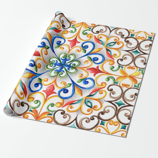 Papier Cadeau Aquarelle de majolica (Déroulé)