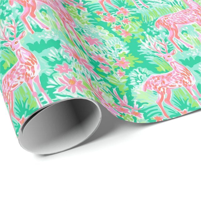 Papier Cadeau Aquarelle de Noël de Palm Beach Rinder rose (Coin rond)