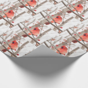 Papier Cadeau Aquarelle de Noël du Cardinal du Nord