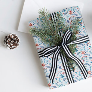 Papier Cadeau Aquarelle de Noël Holly Foliage Motif