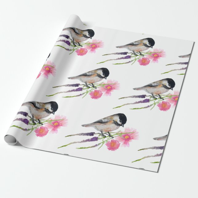Papier Cadeau Aquarelle de poulet mou à carreaux noirs (Déroulé)