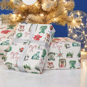 Papier Cadeau Aquarelle Décorations de Noël