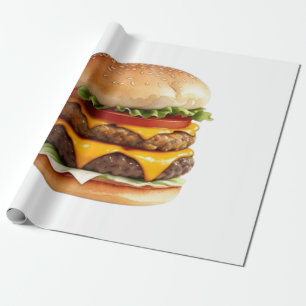 Papier Cadeau Aquarelle Dessin de délicieux cheeseburger