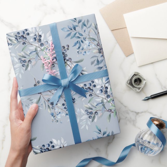 Papier Cadeau Aquarelle Élégant Bleuet (Cadeaux)