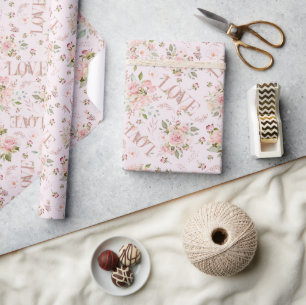 Papier Cadeau Aquarelle élégante Amour floral