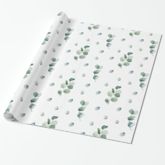 Papier Cadeau Aquarelle Elégante verdure Eucalyptus Feuilles