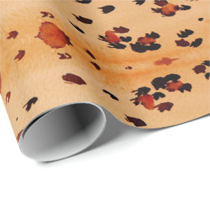 Papier Cadeau Aquarelle Empreinte de léopard orange de la pêche