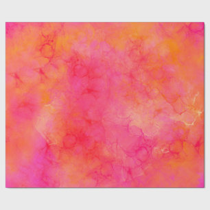 Papier Cadeau Aquarelle encre Abstraite Art rose orange