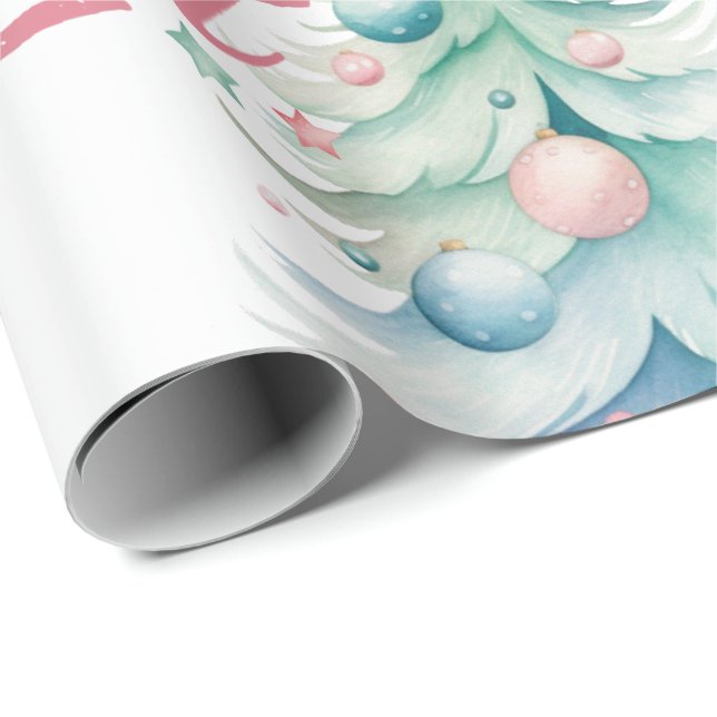 Papier Cadeau Aquarelle Faisons un sapin de Noël (Coin rond)