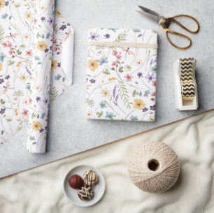 Papier Cadeau Aquarelle Fleur sauvage été Meadow Garden Flower