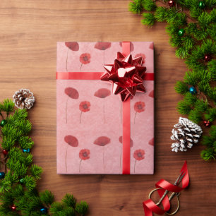 Papier Cadeau Aquarelle Fleurs de pavot rouge Floral en Motif ro