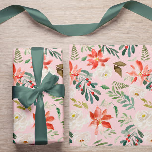 Papier Cadeau Aquarelle Fleurs d'hiver Fleurs d'Hiver Fruits cre