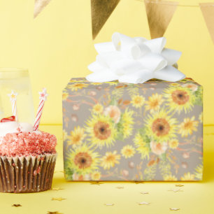 Papier Cadeau Aquarelle Fleurs jaunes Fleurs jaunes