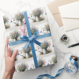 Papier Cadeau Aquarelle Fleurs sauvages dans la canette d'eau