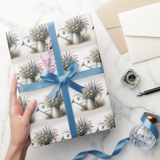 Papier Cadeau Aquarelle Fleurs sauvages dans la canette d'eau (Cadeaux)