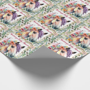 Papier Cadeau Aquarelle Floral Horse Baby shower